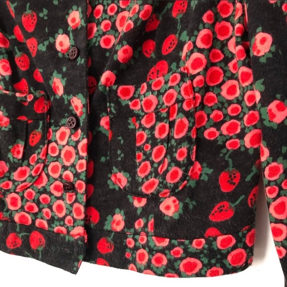 Vtg 70s Cropped Strawberry Button Down Long Sleeve - Picture 4 of 6